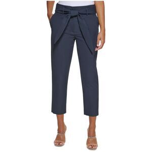 DKNY Womens Petite Paper Bag Waist Straight Leg Casual Pants, NWT